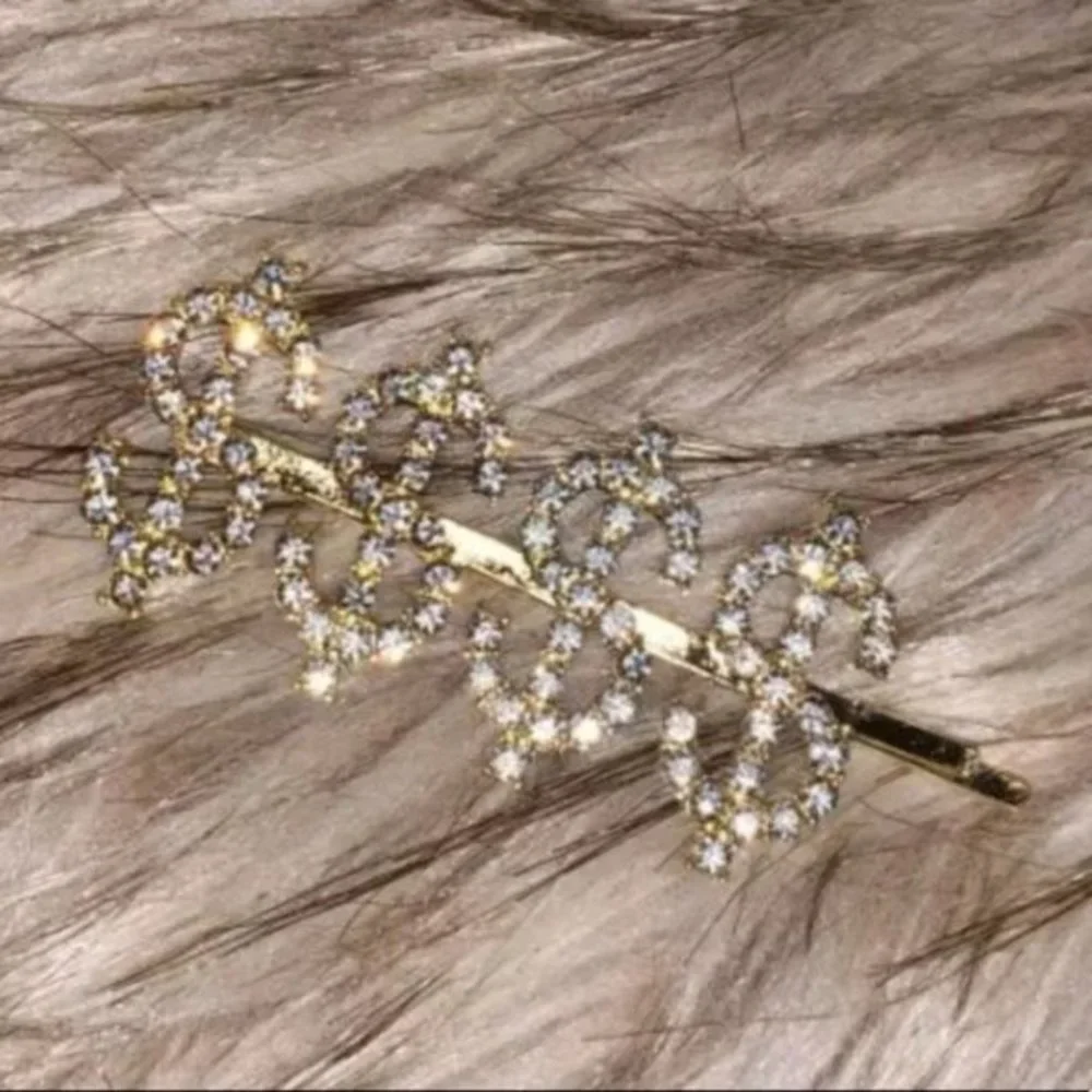 NEW Gold Bling $$$ word hair clip rhinestone‎ sparkle hair clip